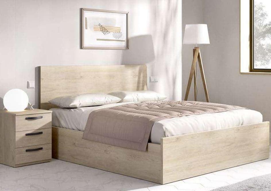 CAMA CANAPÉ 150X190 cm EN COLOR MADERA NATURAL - Imagen 1