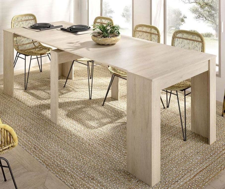 CONSOLA EXTENSIBLE A MESA DE COMEDOR 54-239x90 cm COLOR MADERA NATURAL - Imagen 1