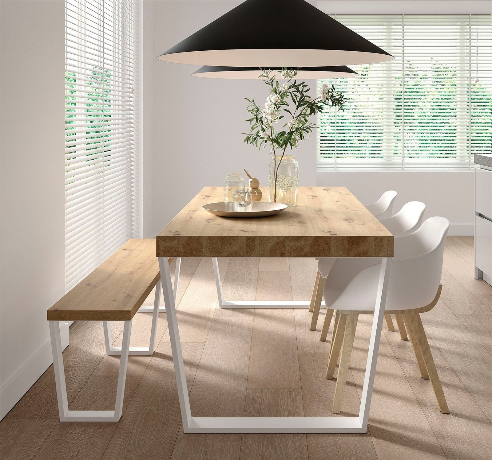 Mesa de comedor blanco madera - Imagen 1