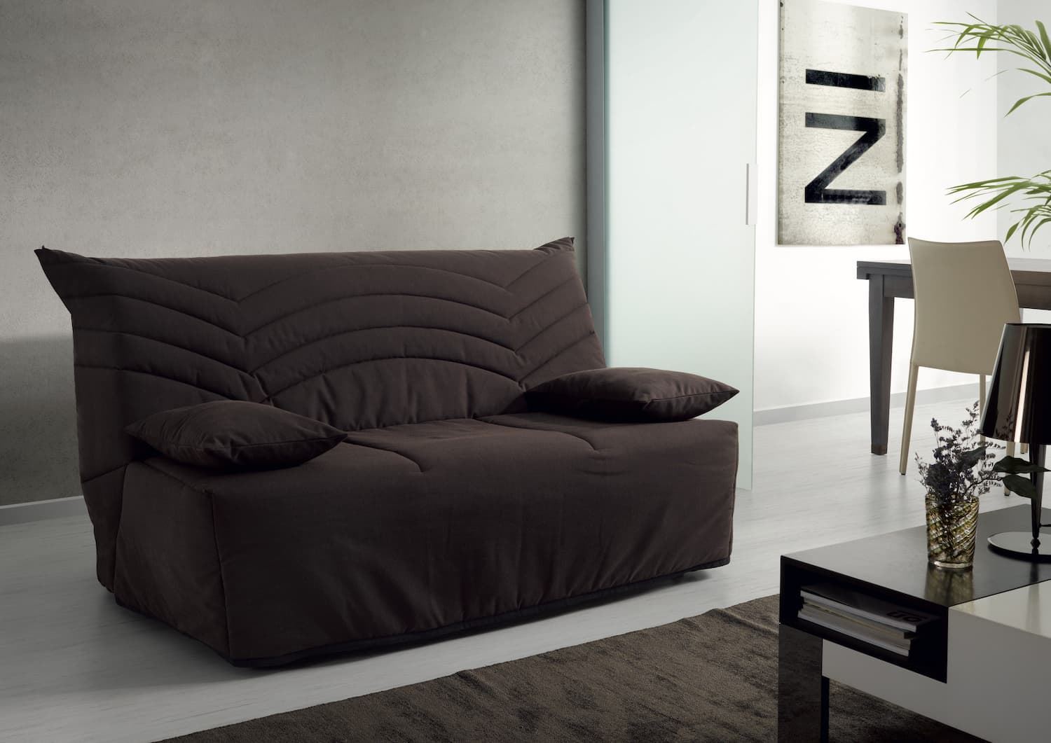Sofá cama marrón chocolate - Imagen 1